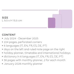 Agenda 18 Mesi Settimanale - Small - Con Notebook - 2024/2025