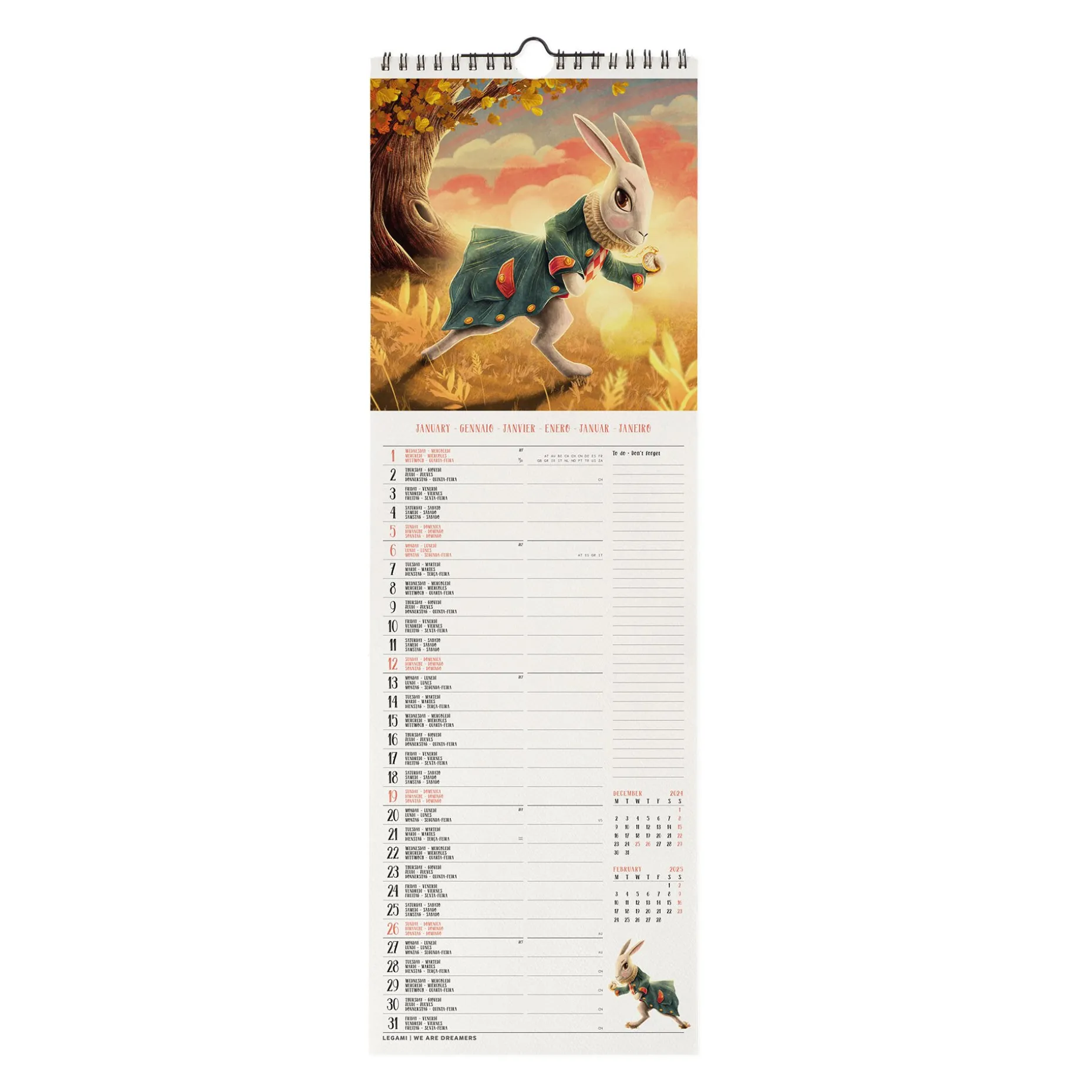 Calendario da Parete 2025 - 16 x 49 cm