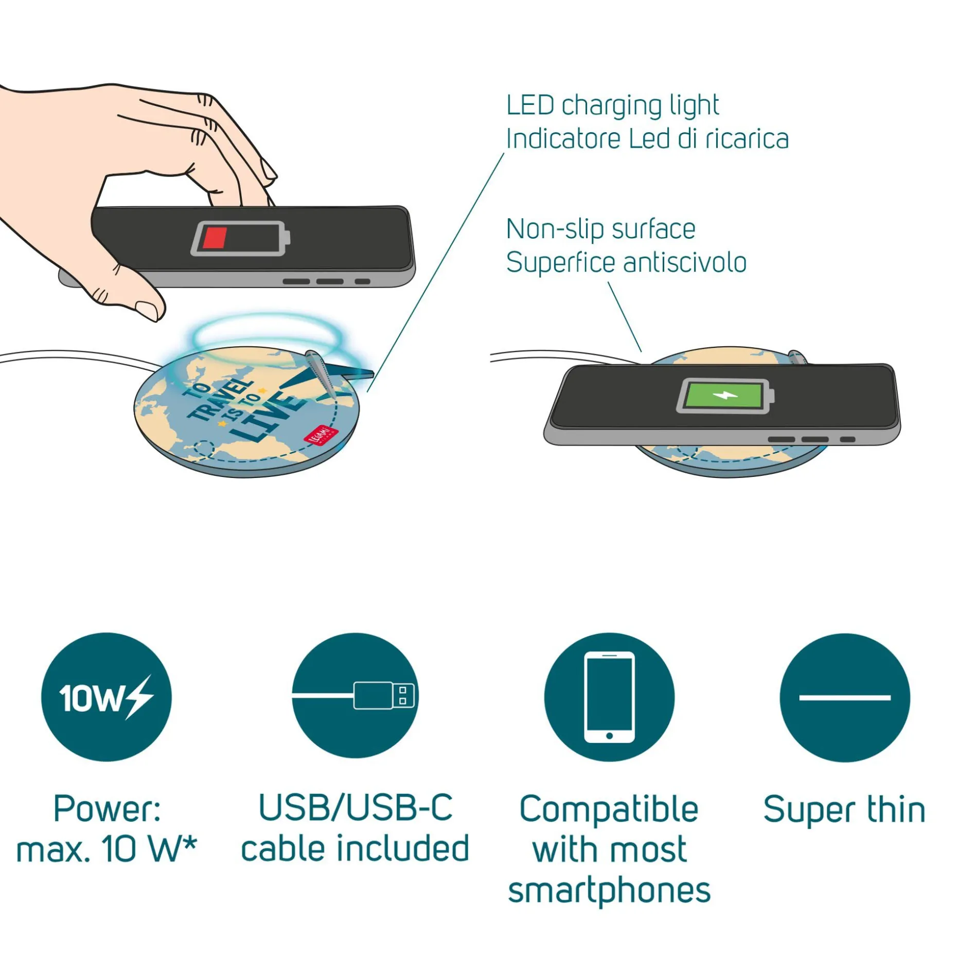Caricabatterie Wireless per Smartphone - Super Fast