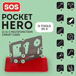 Carta Multifunzione in Acciaio 11 In 1 - SOS Pocket Hero